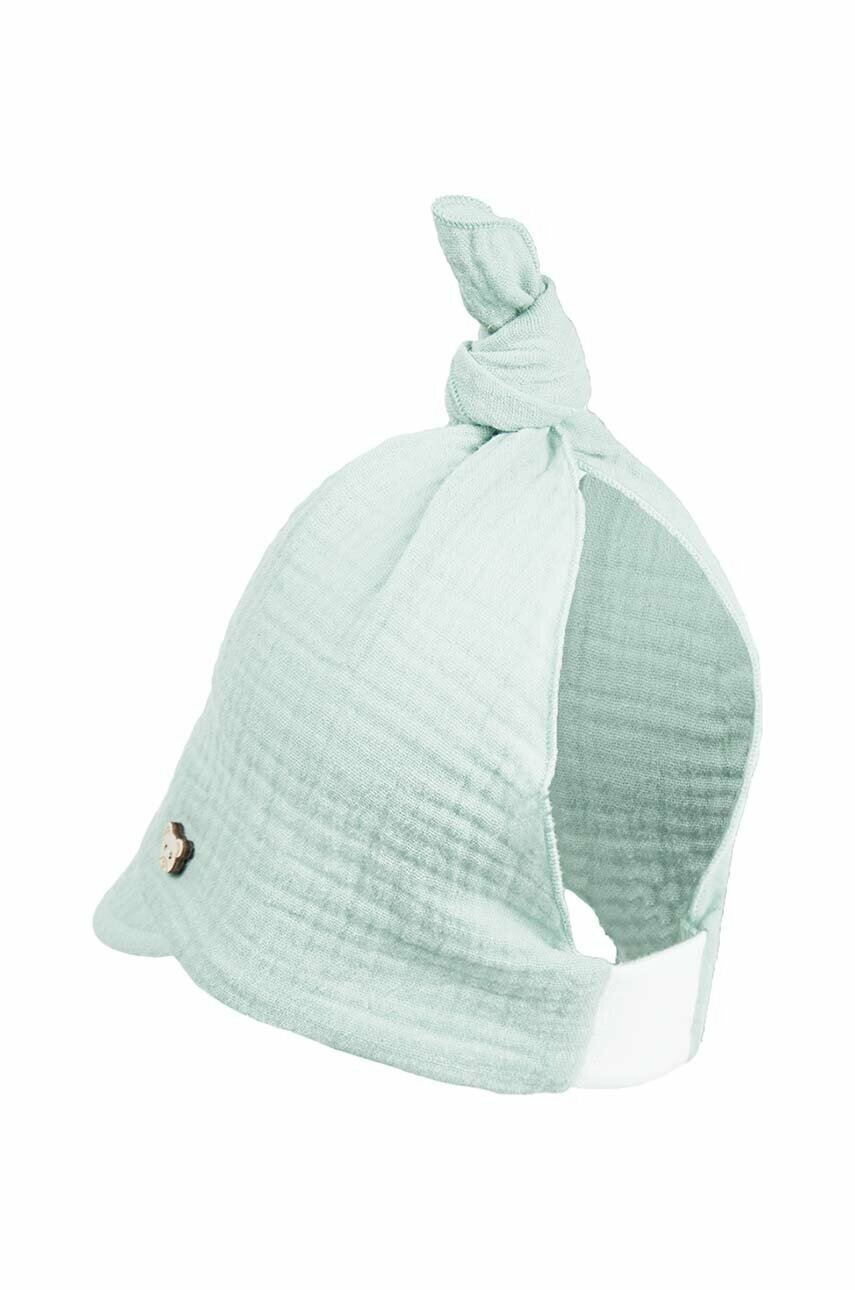 Детская шапка Jamiks HIBIE цвет бирюзовый из тонкого трикотажа хлопковая