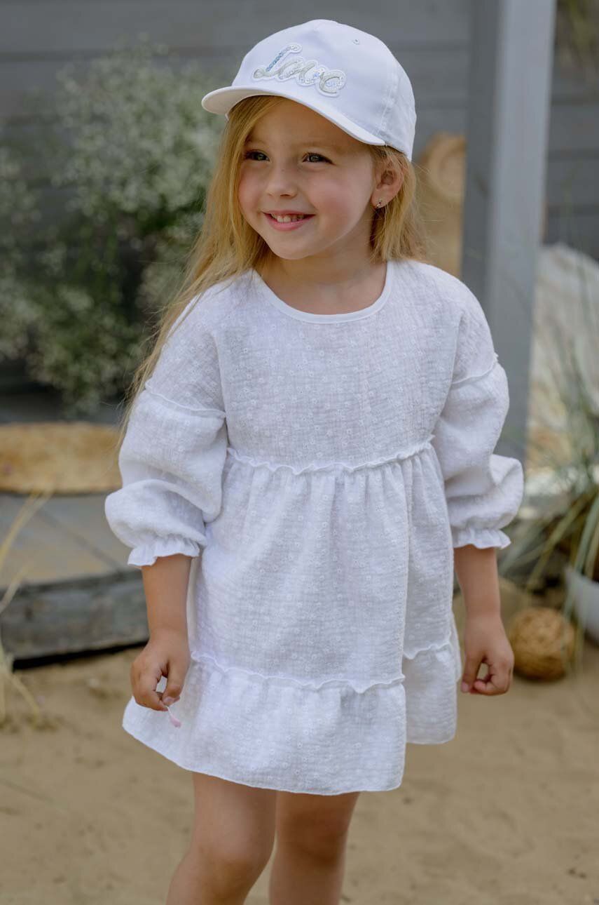 Dětská bavlněná čepice Jamiks SANTIA bílá barva, s aplikací - bílá -  100 % Bavlna