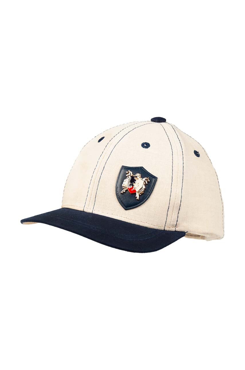 Детская хлопковая кепка Jamiks TREFL цвет бежевый с аппликацией Детская хлопковая кепка Jamiks TREFL цвет бежевый с аппликацией