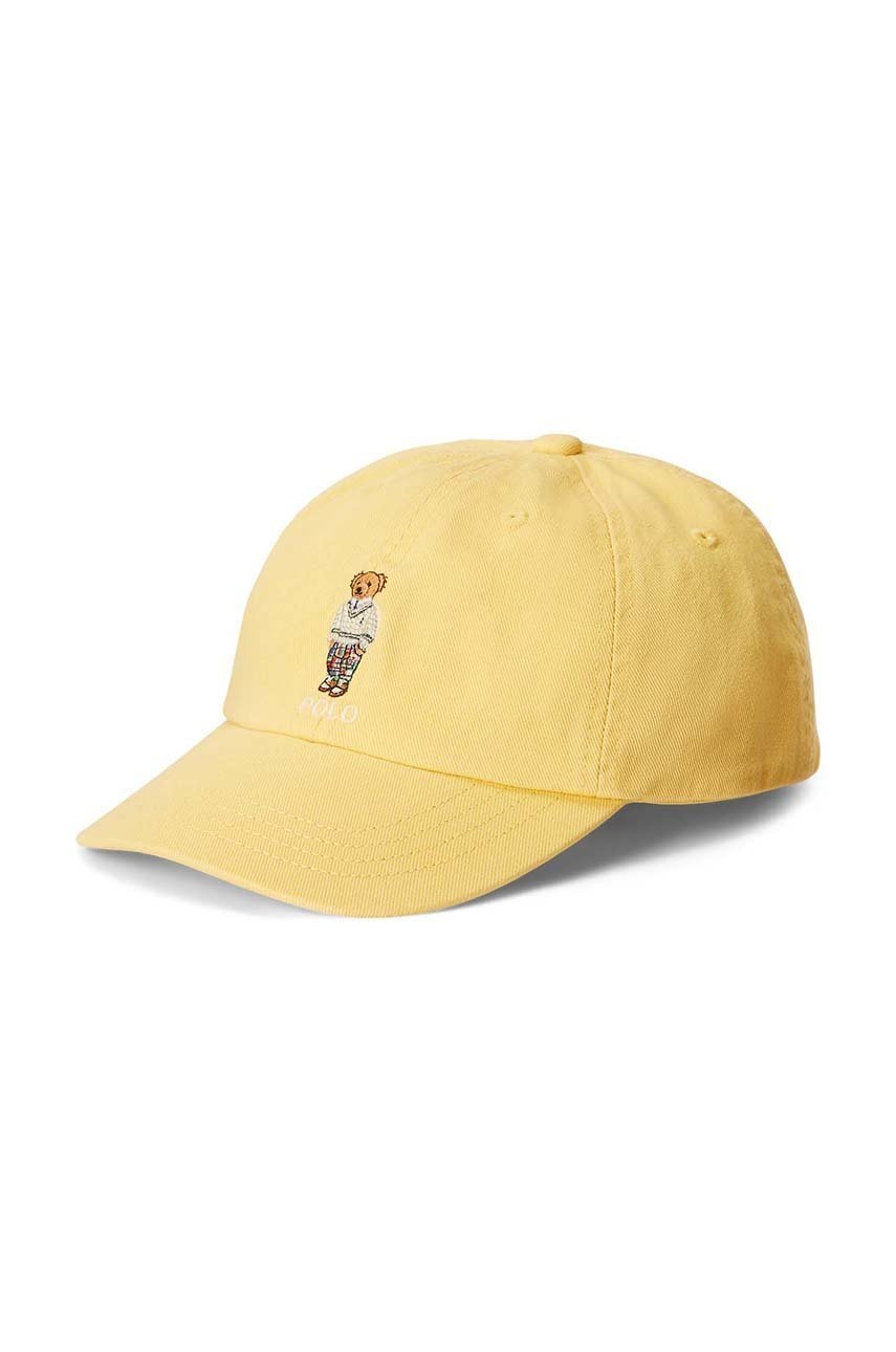 

Дитяча бавовняна кепка Polo Ralph Lauren колір жовтий однотонна