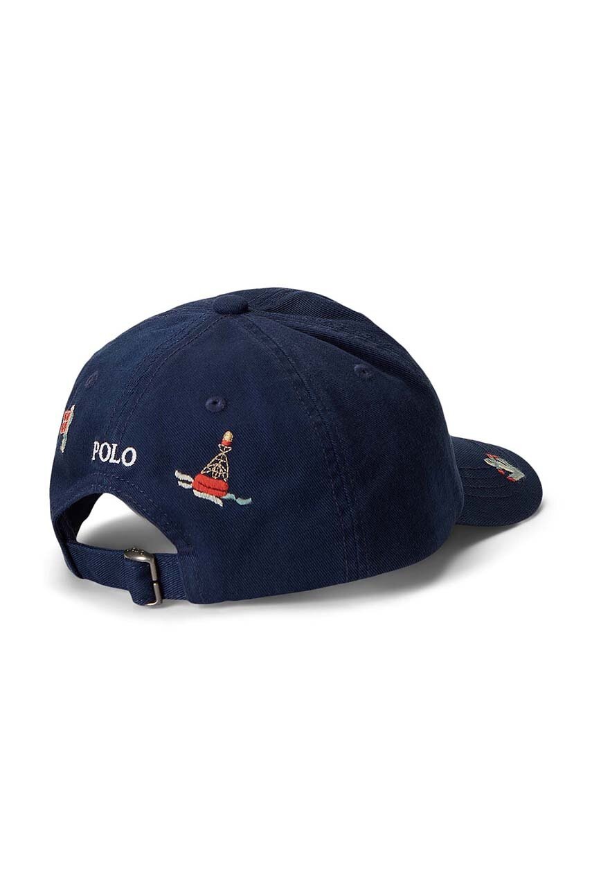

Дитяча шапка Polo Ralph Lauren колір синій з аплікацією
