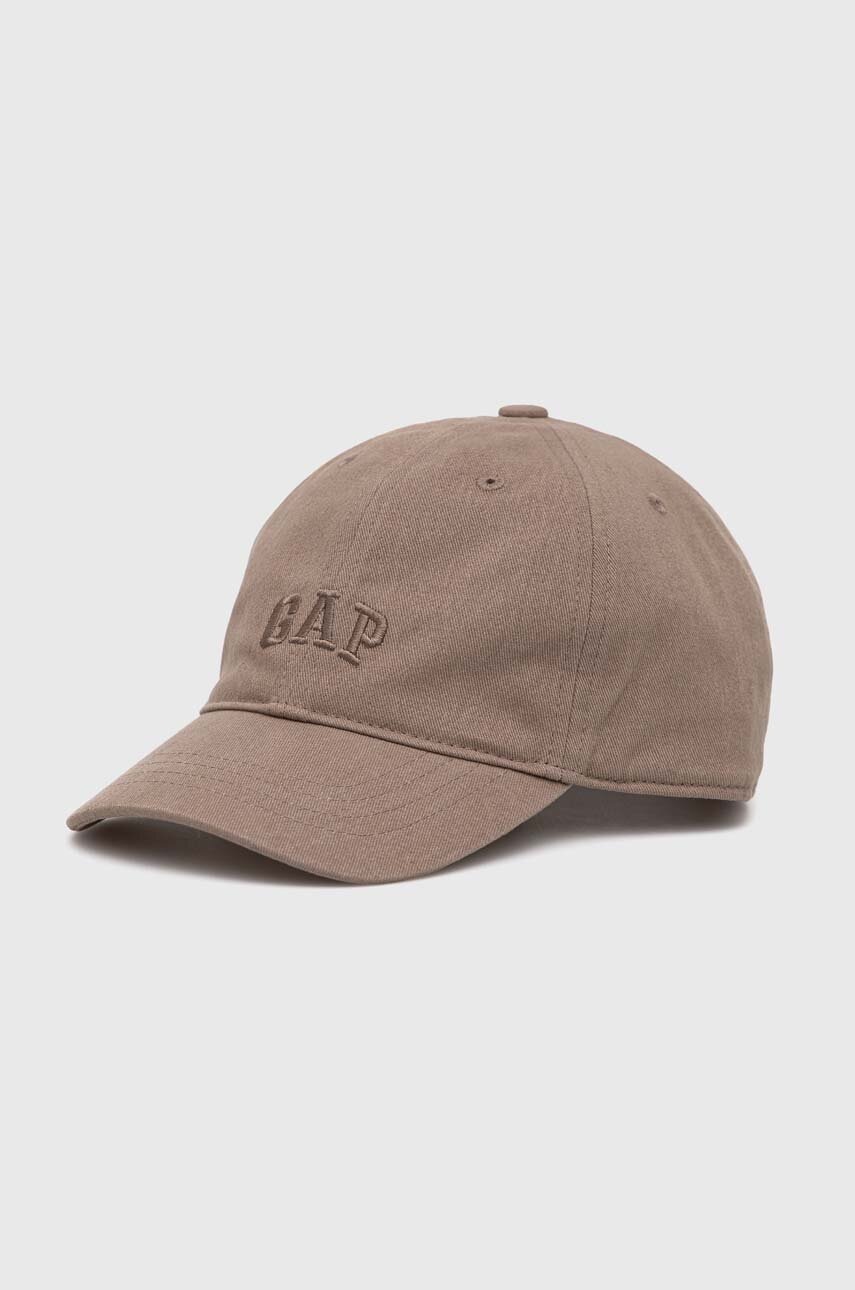 

Детска памучна шапка с козирка GAP в сиво с апликация, Сив