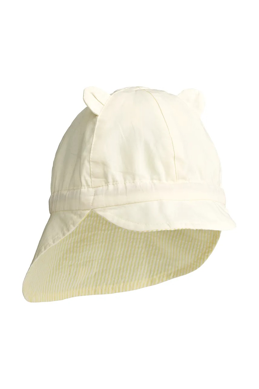 Двусторонняя хлопковая детская шапка Liewood цвет жёлтый узор Двусторонняя хлопковая детская шапка Liewood цвет жёлтый узор