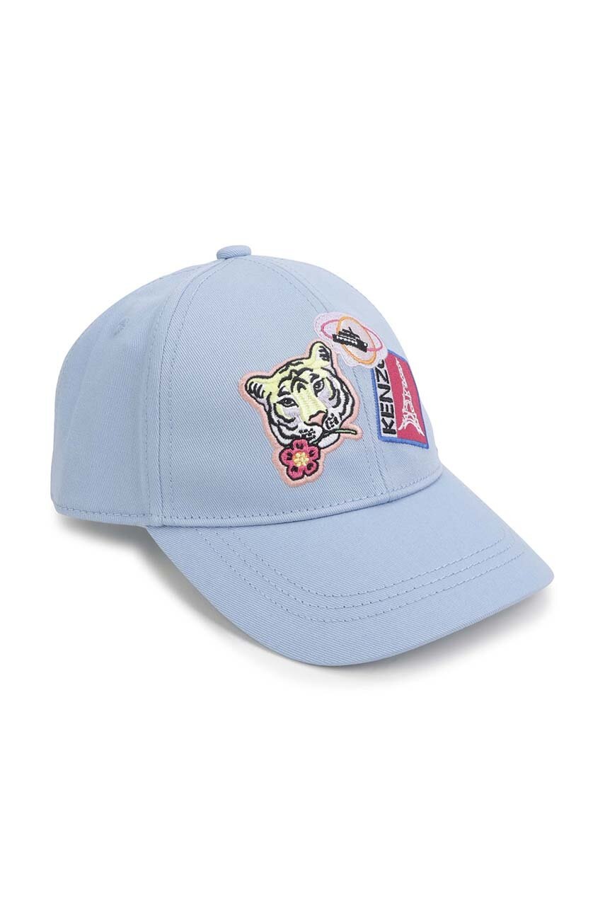 

Детска шапка Kenzo Kids в синьо с апликация, Син