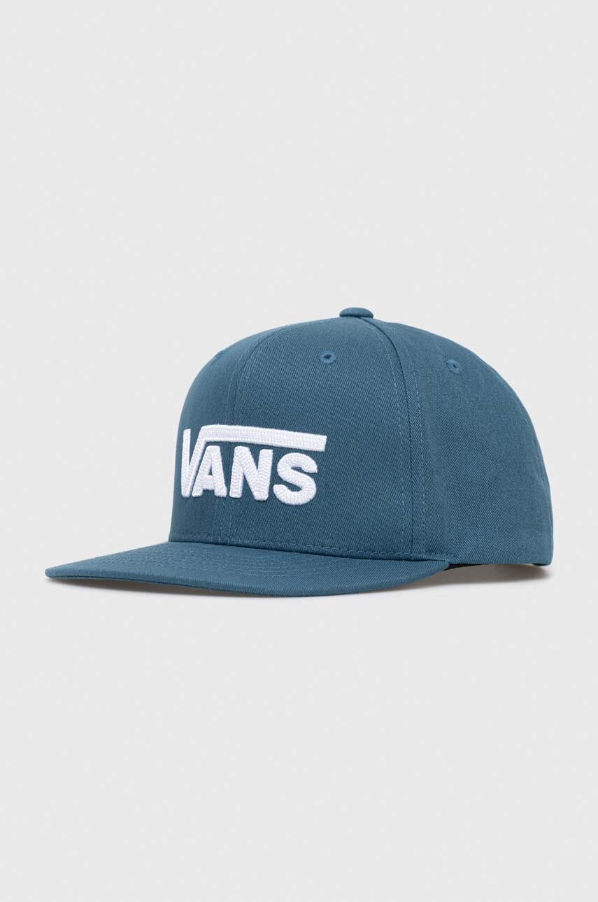 

Детска памучна шапка с козирка Vans BY DROP V II SNAPBAC VANS TEAL в синьо с апликация, Син