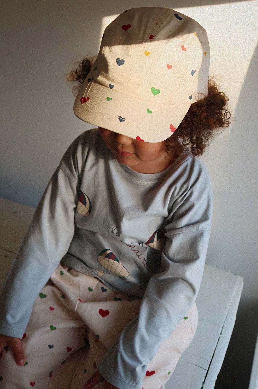 Дитяча бавовняна шапка Konges Sløjd колір бежевий візерунок