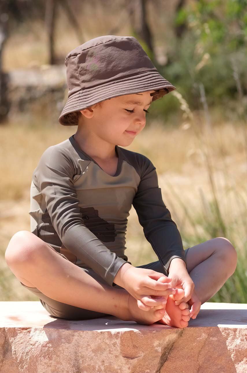 Dětský klobouk Konges Sløjd hnědá barva - hnědá -  61 % Recyklovaný polyester