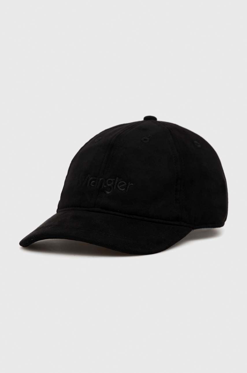 Wrangler czapka z daszkiem kolor czarny z aplikacją