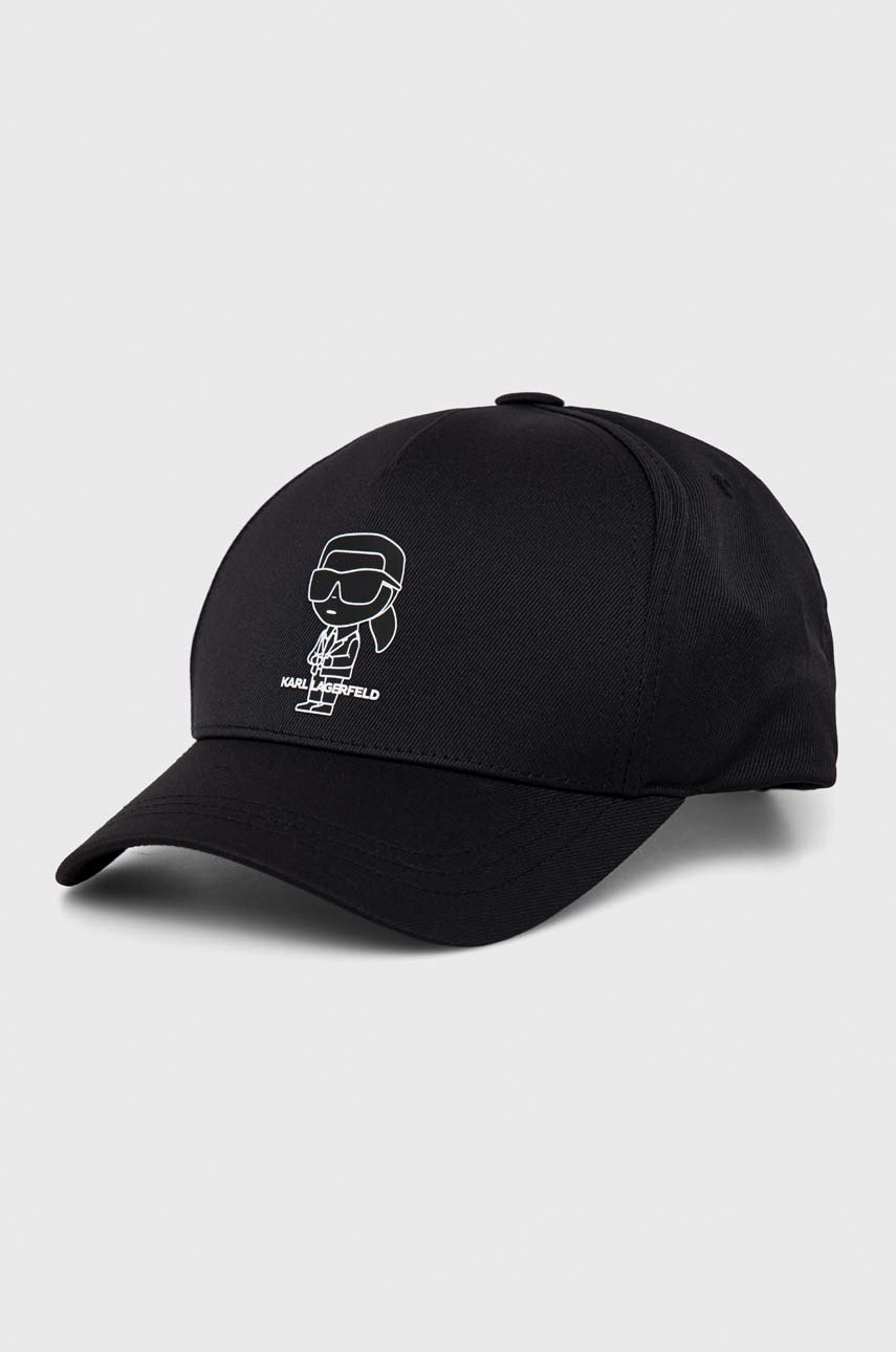

Шапка с козирка Karl Lagerfeld в черно с апликация, Черен