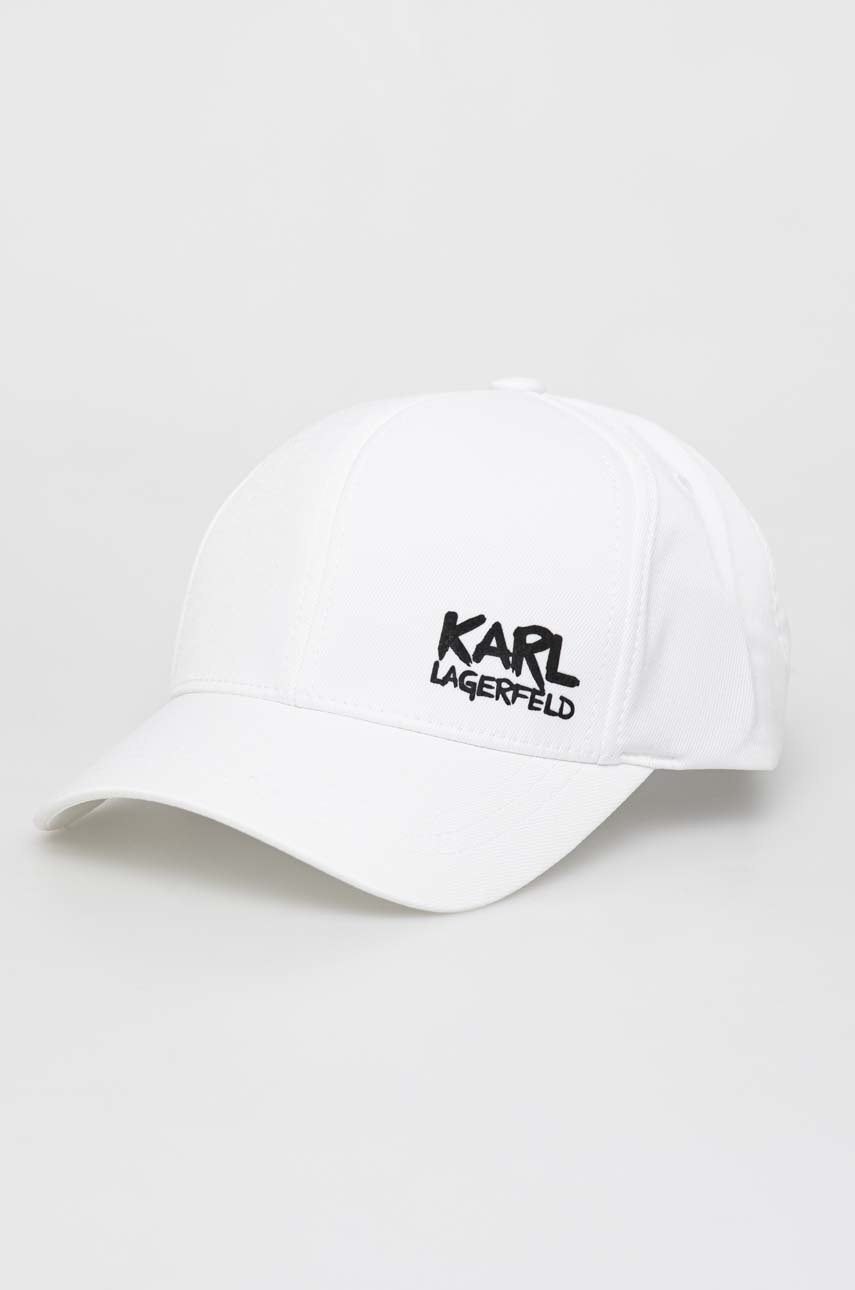 

Кепка Karl Lagerfeld колір білий з принтом