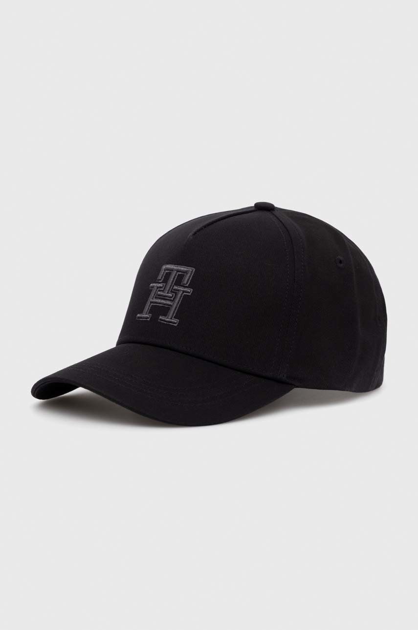 Tommy Hilfiger czapka z daszkiem bawełniana kolor czarny z aplikacją