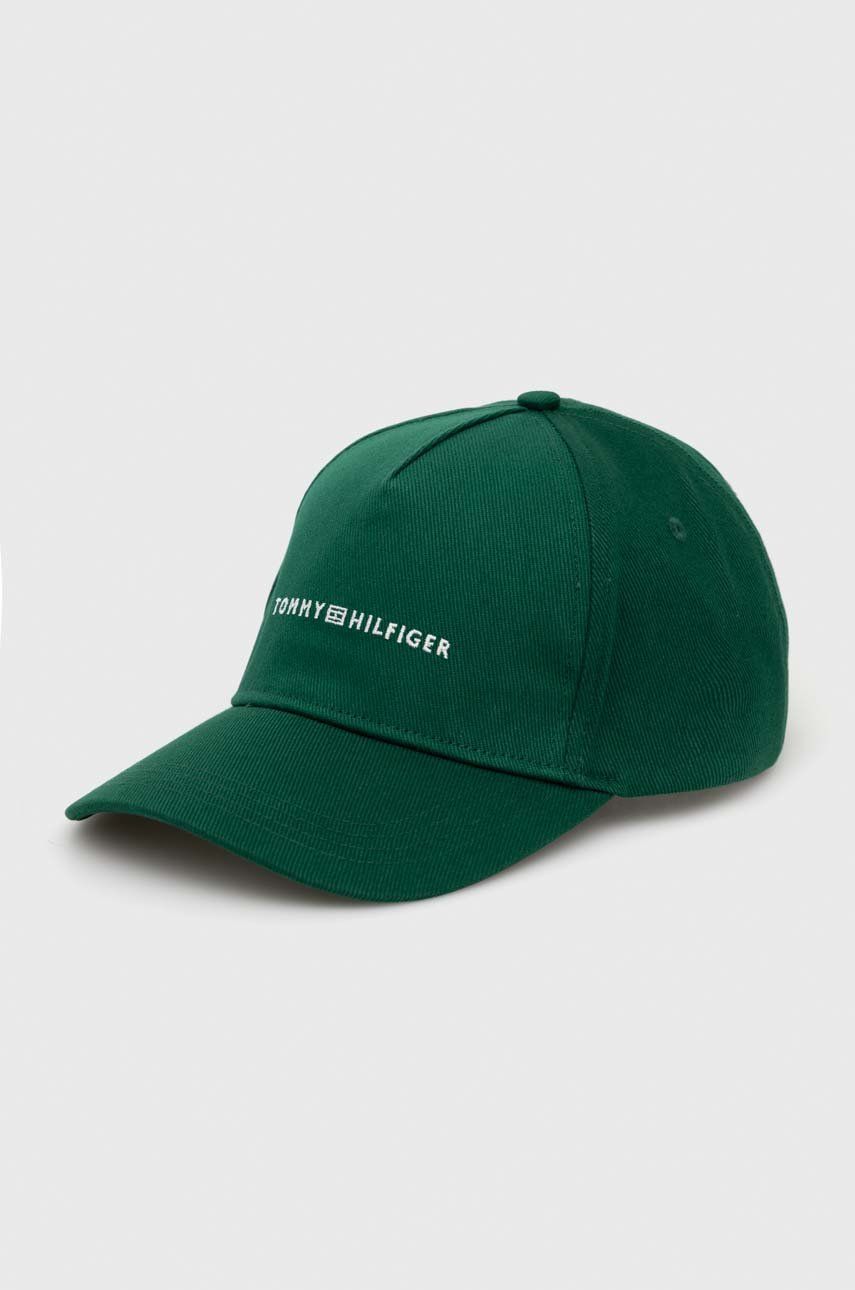 Levně Bavlněná baseballová čepice Tommy Hilfiger zelená barva