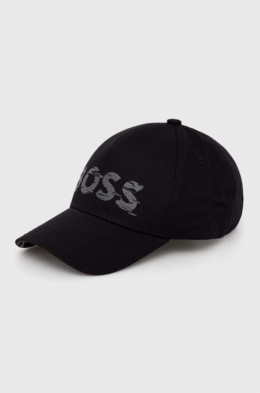 Boss șapcă de baseball din bumbac boss green culoarea negru, cu imprimeu