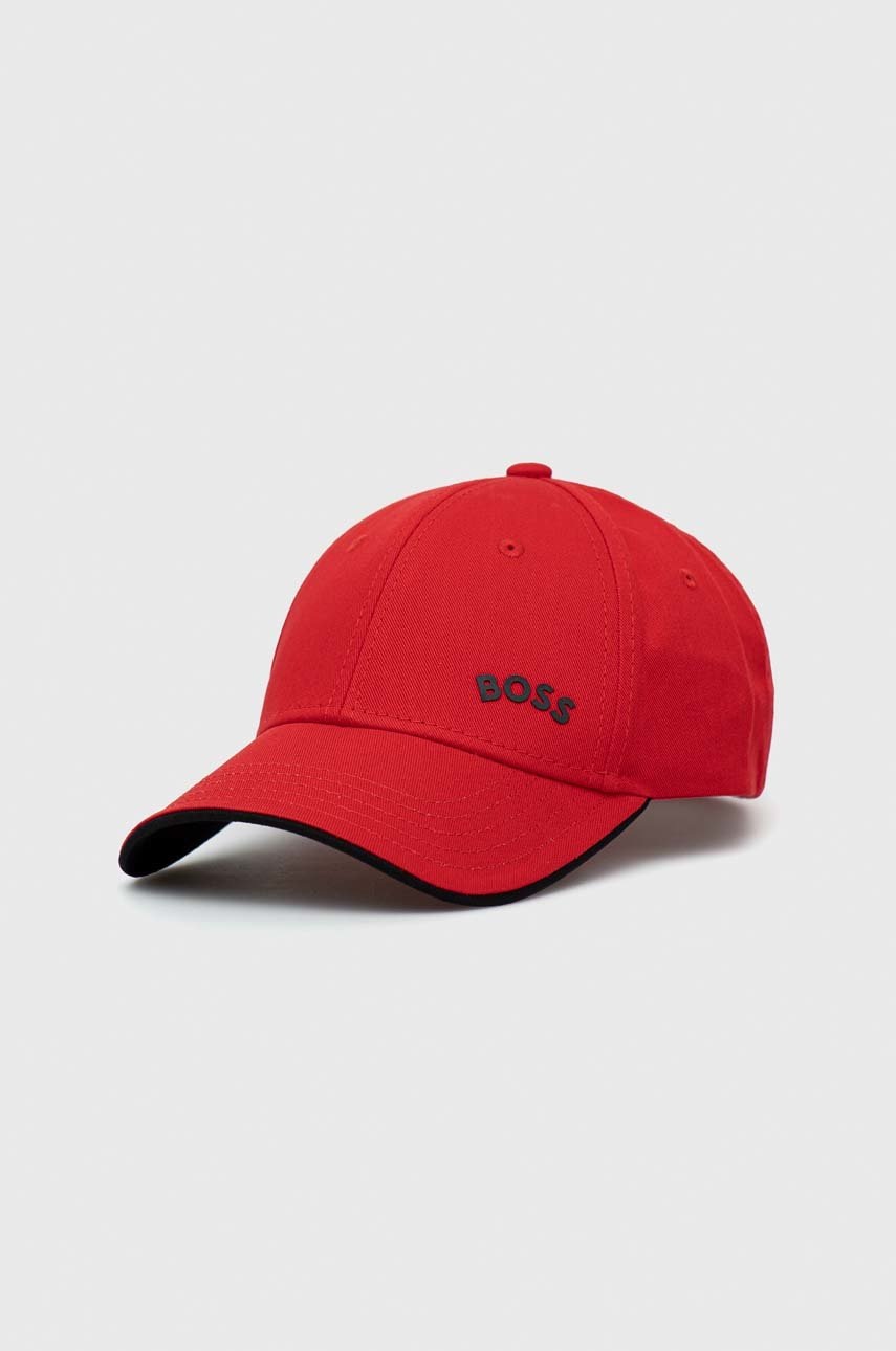 

Хлопковая кепка BOSS BOSS GREEN цвет красный однотонная