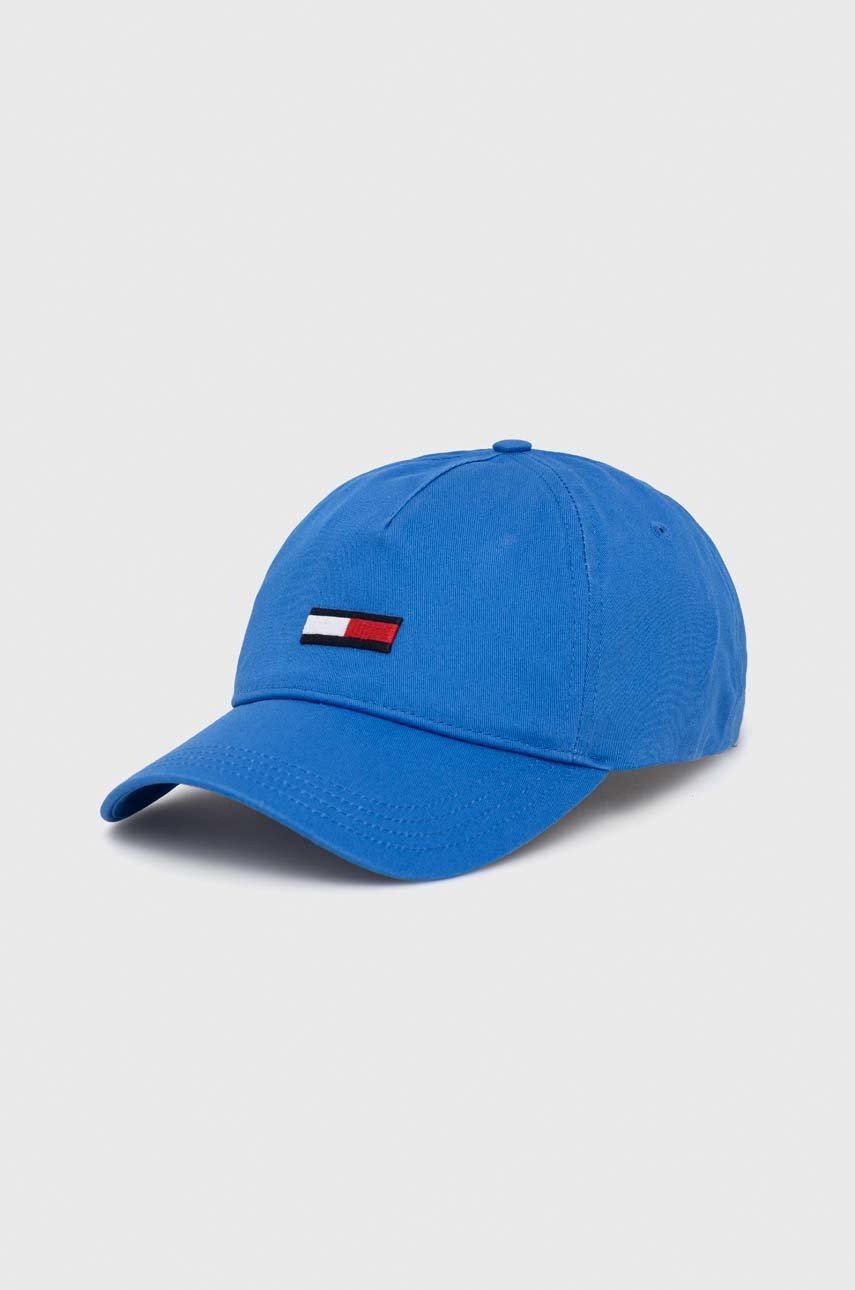 

Памучна шапка с козирка Tommy Jeans с апликация, Син