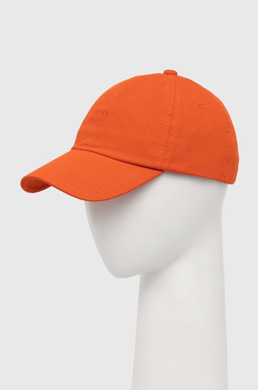 Levně Bavlněná baseballová čepice BOSS BOSS ORANGE oranžová barva