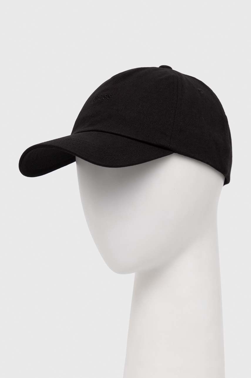 BOSS șapcă de baseball din bumbac BOSS ORANGE culoarea negru, neted