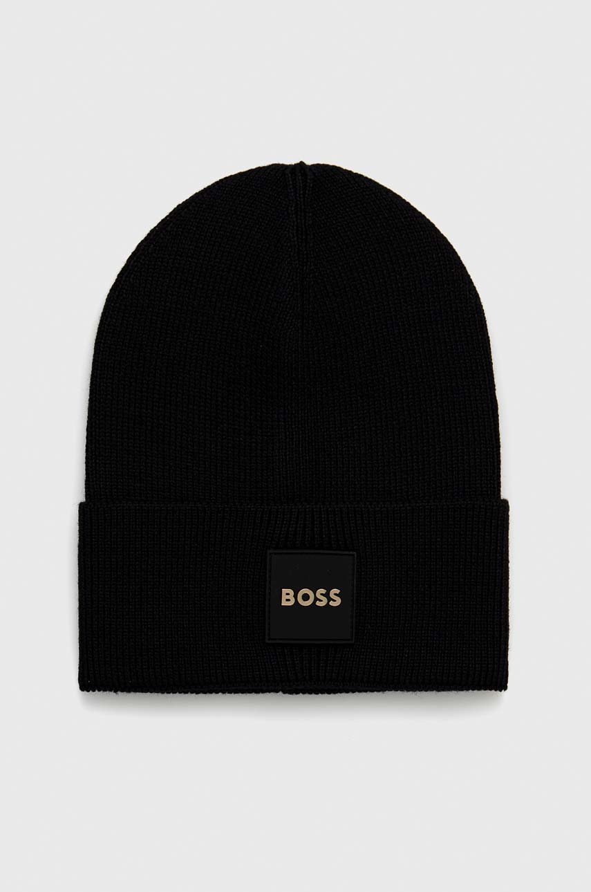 

Шерстяная шапка BOSS цвет чёрный шерсть