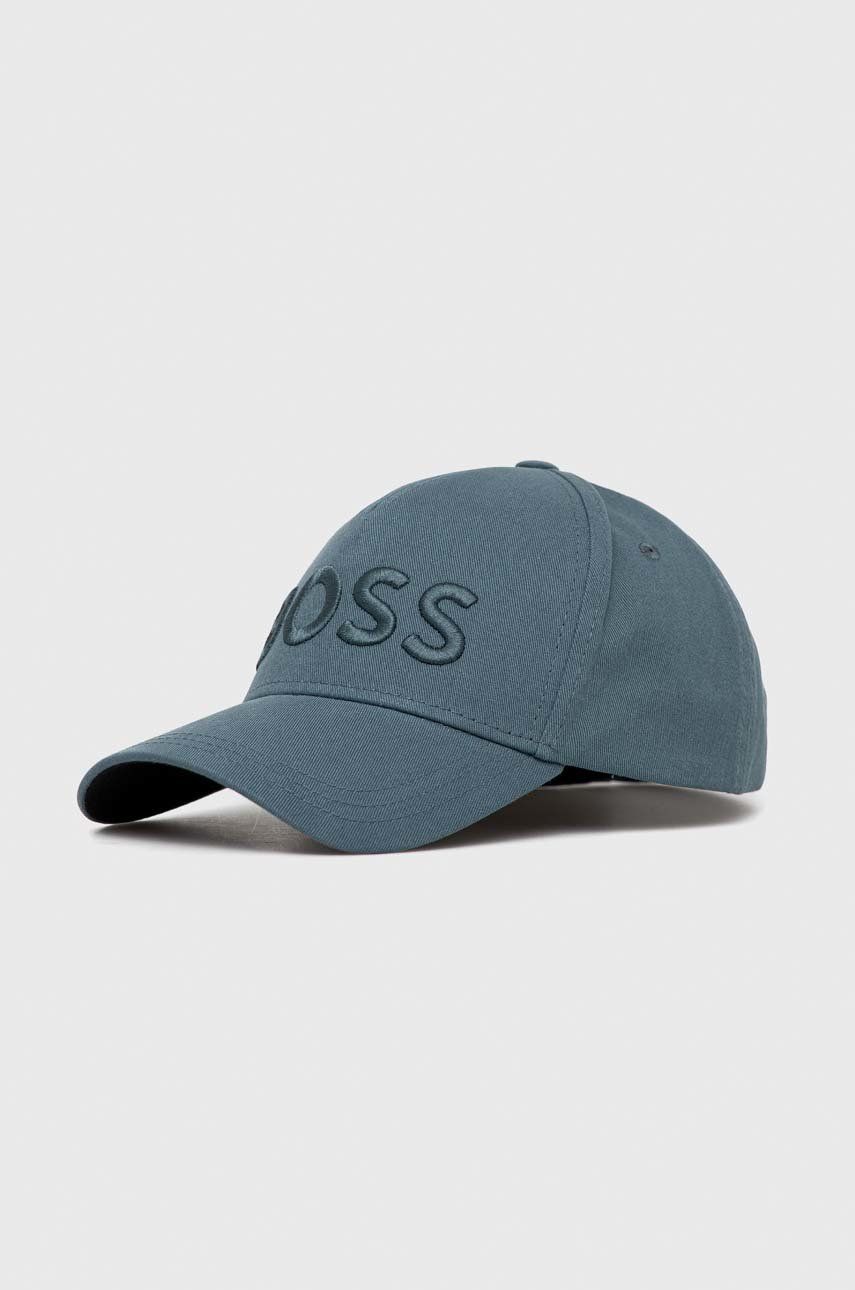 BOSS șapcă de baseball din bumbac culoarea turcoaz, cu imprimeu