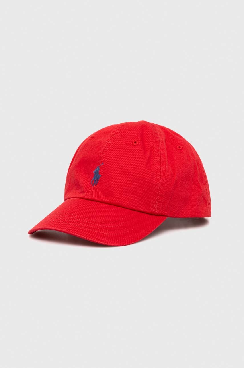 

Памучна шапка с козирка Polo Ralph Lauren в червено с апликация 710667709, Червен