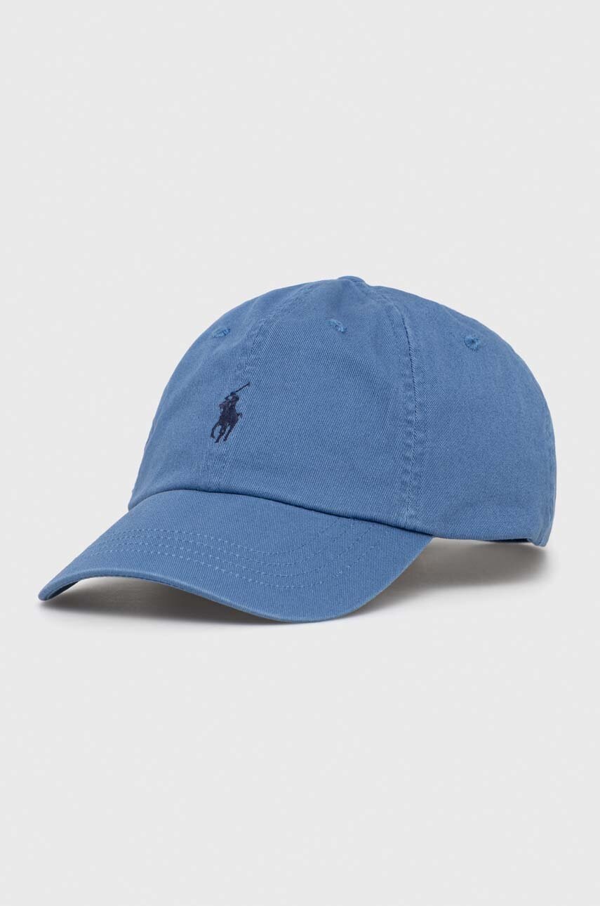 

Памучна шапка с козирка Polo Ralph Lauren в синьо, Син