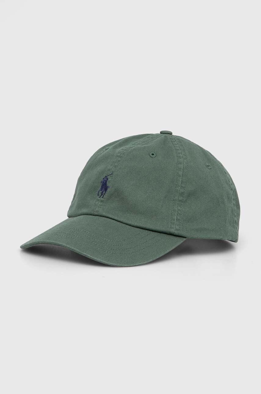 

Бавовняна бейсболка Polo Ralph Lauren колір зелений з аплікацією