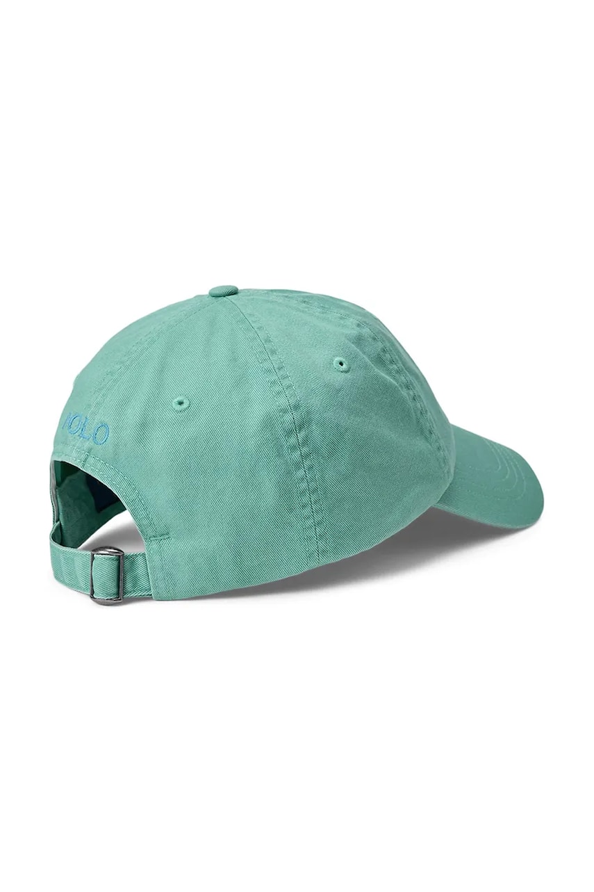 Хлопковая кепка Polo Ralph Lauren цвет зелёный с аппликацией 710667709 Хлопковая кепка Polo Ralph Lauren цвет зелёный с аппликацией 710667709