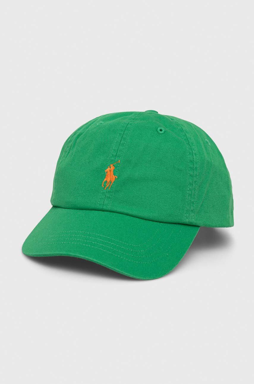

Хлопковая кепка Polo Ralph Lauren цвет зелёный с аппликацией