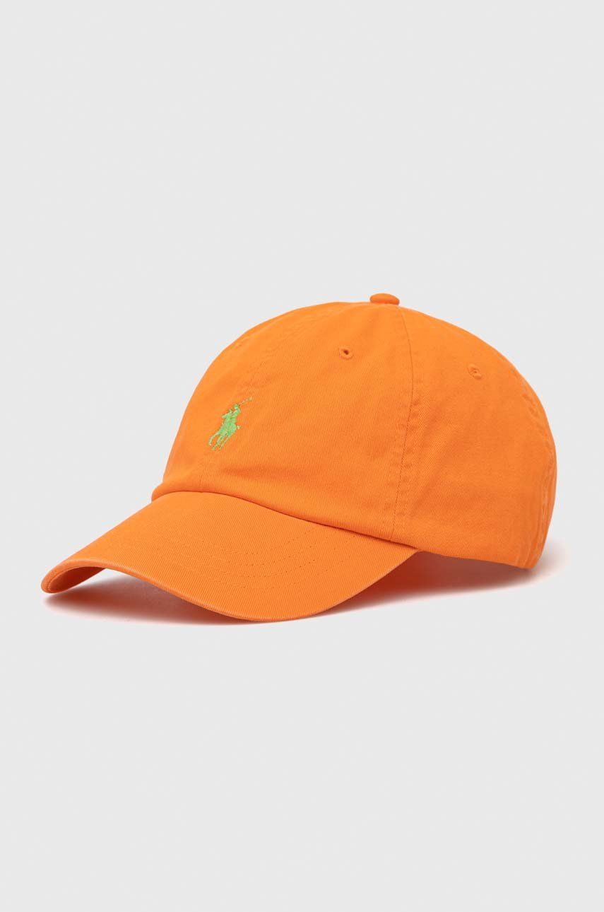 E-shop Bavlněná baseballová čepice Polo Ralph Lauren oranžová barva, s aplikací
