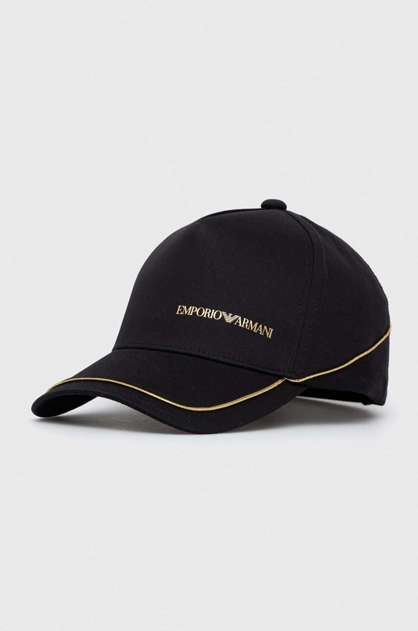 

Хлопковая кепка Emporio Armani цвет чёрный с аппликацией