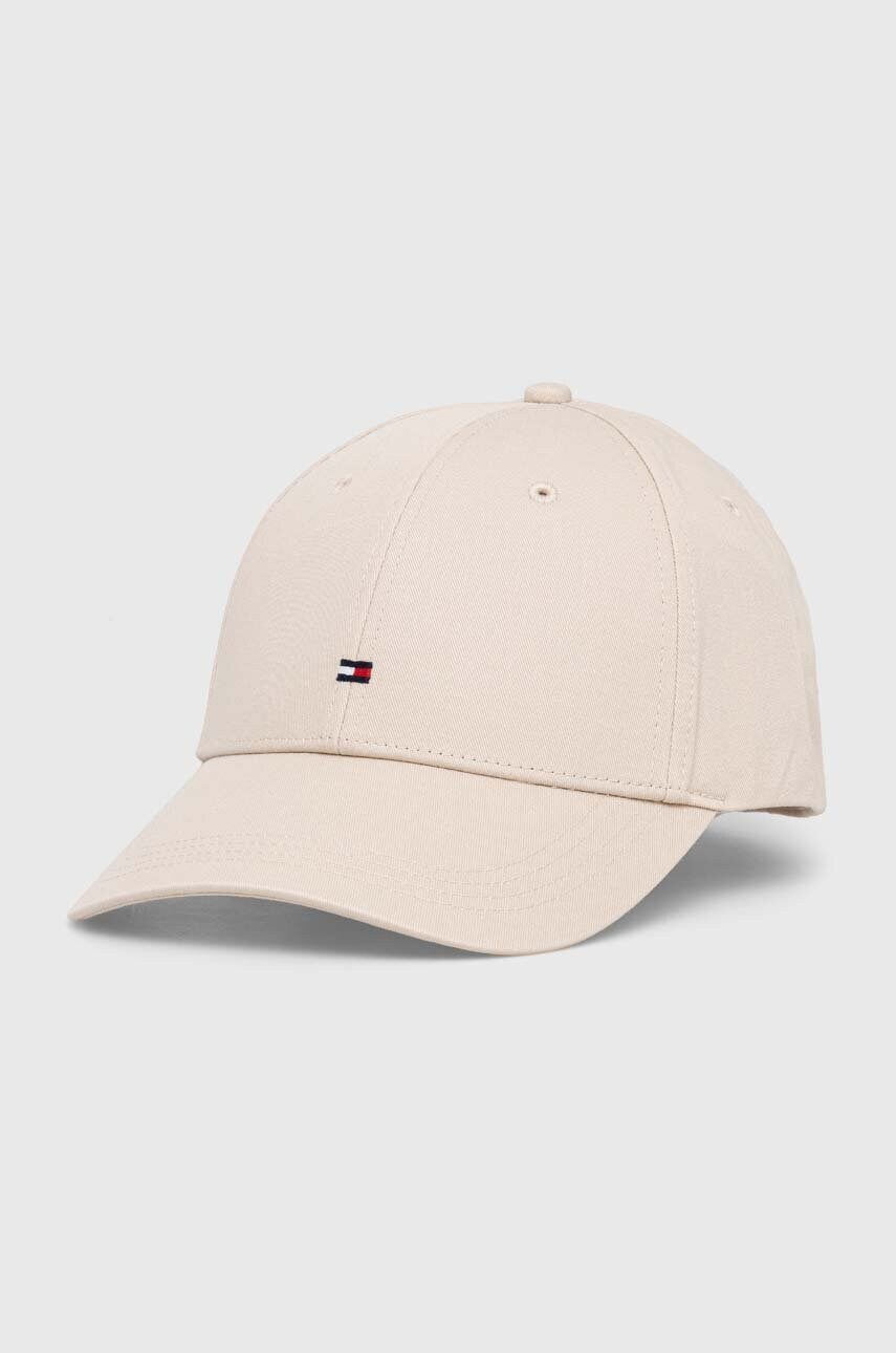 

Хлопковая кепка Tommy Hilfiger цвет бежевый однотонная