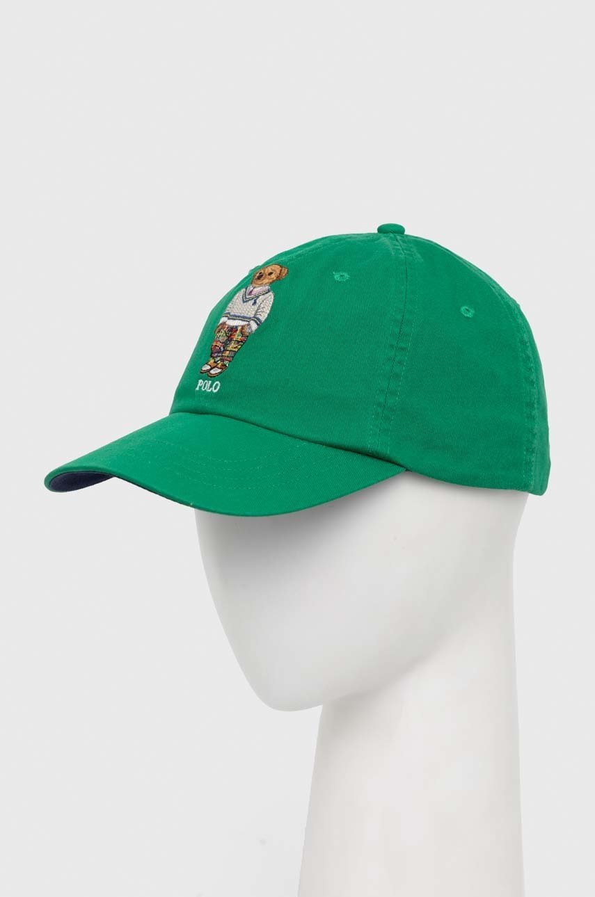 

Хлопковая кепка Polo Ralph Lauren цвет зелёный с аппликацией