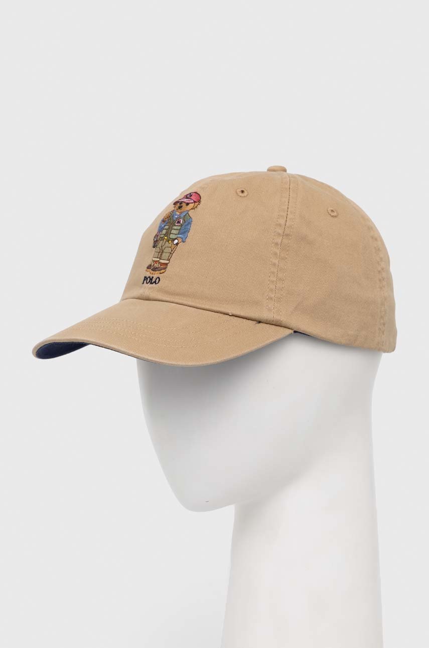 

Бавовняна бейсболка Polo Ralph Lauren колір бежевий з аплікацією