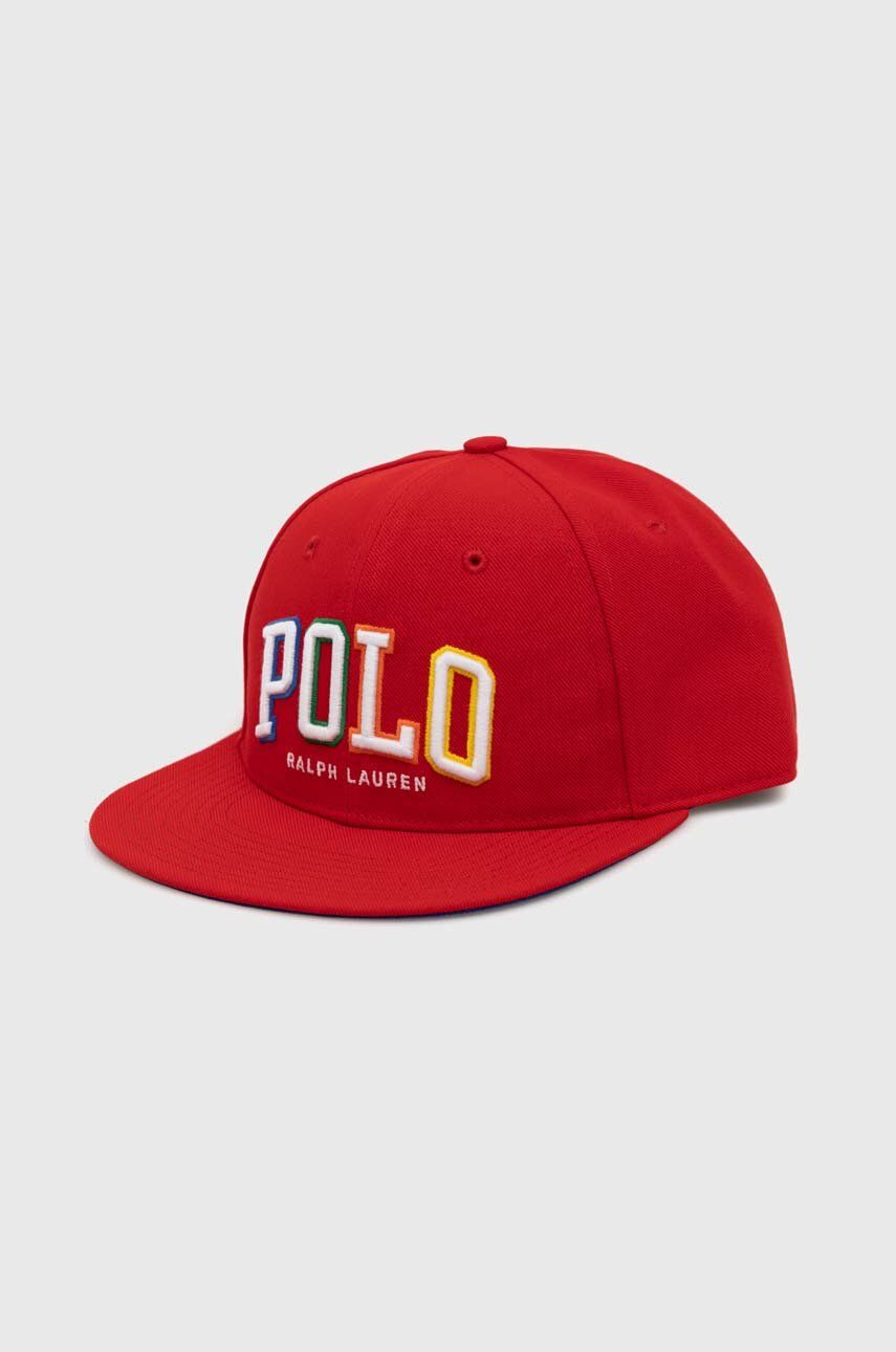 Kšiltovka Polo Ralph Lauren červená barva, s aplikací - červená -  Hlavní materiál: 100 % Recyk