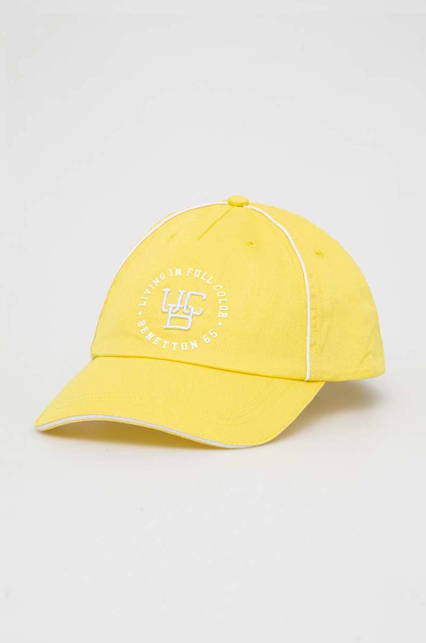 United Colors of Benetton șapcă de baseball din bumbac culoarea galben, cu imprimeu