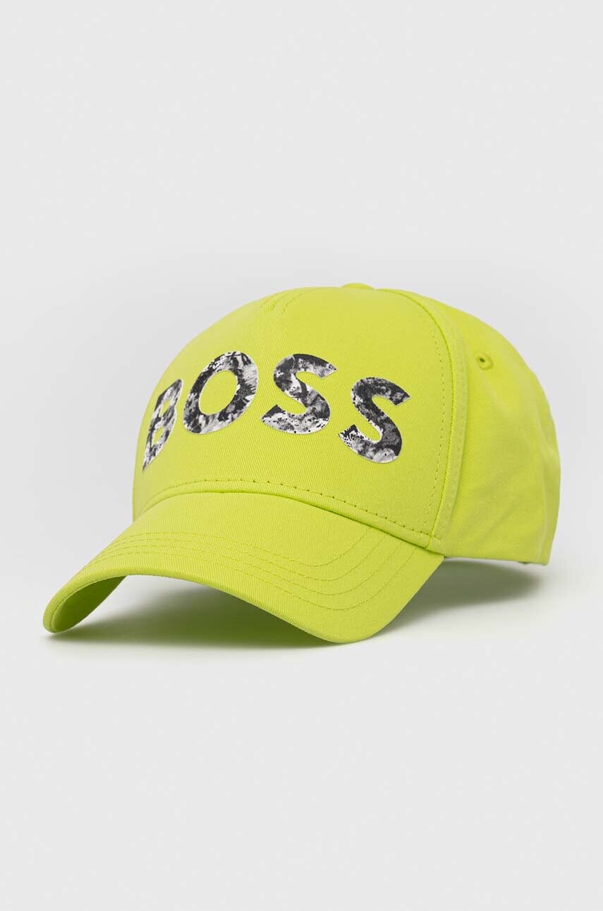 

Памучна шапка с козирка BOSS BOSS GREEN в зелено с принт, Зелен