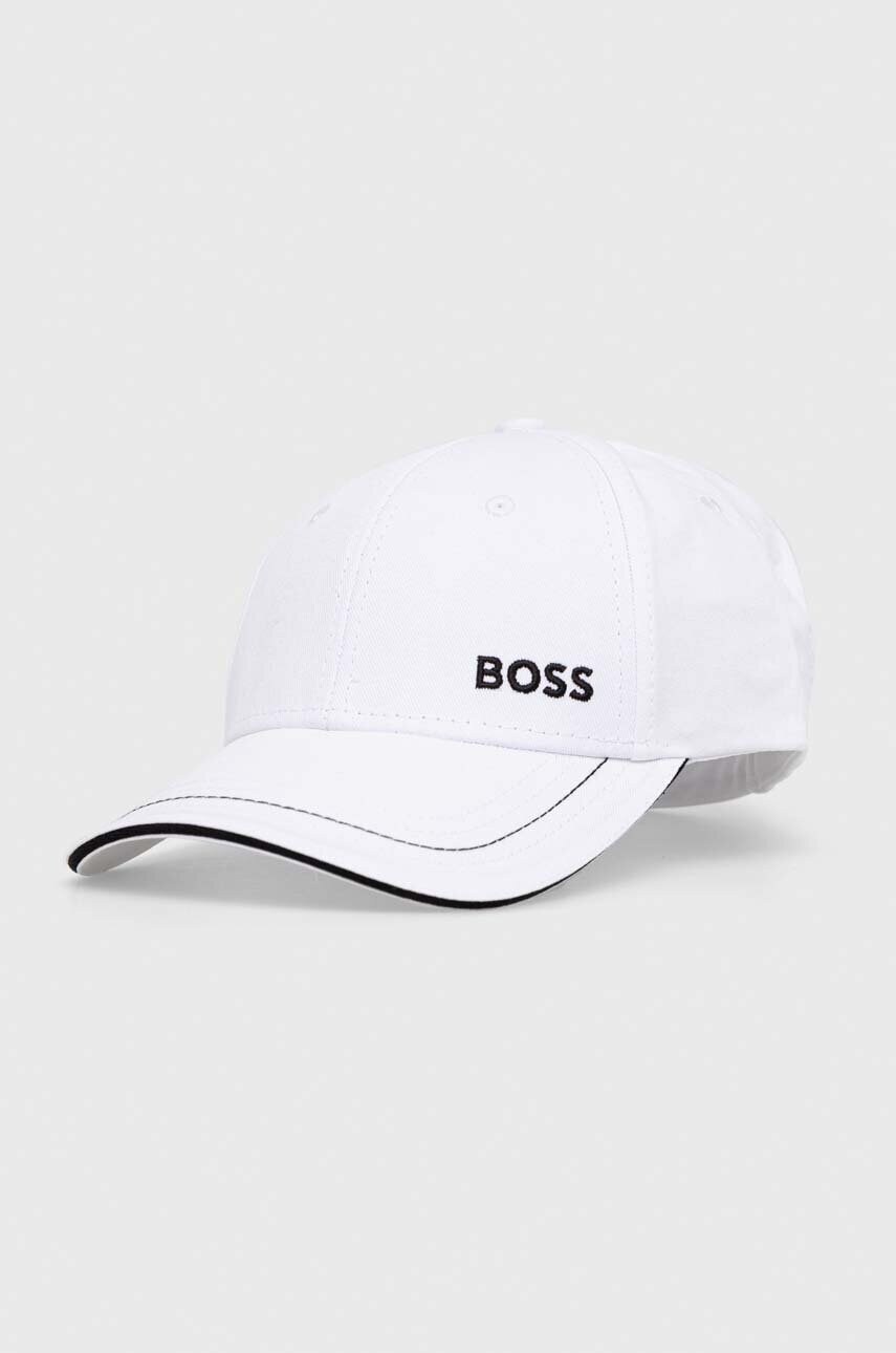 

Бавовняна бейсболка BOSS BOSS GREEN колір білий однотонна