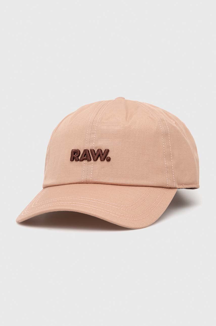 Bavlněná baseballová čepice G-Star Raw béžová barva, s aplikací