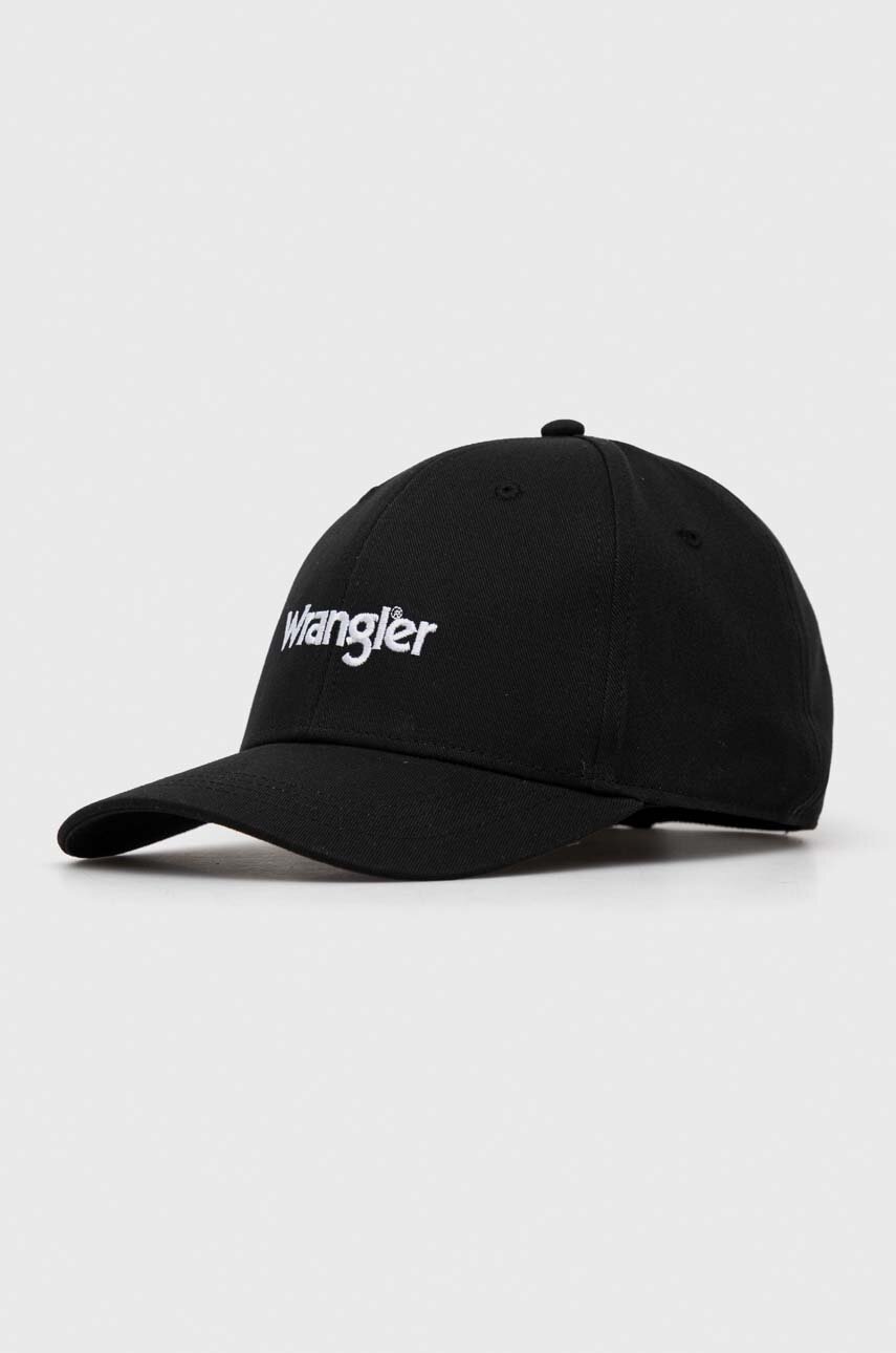 

Памучна шапка с козирка Wrangler в черно с апликация, Черен