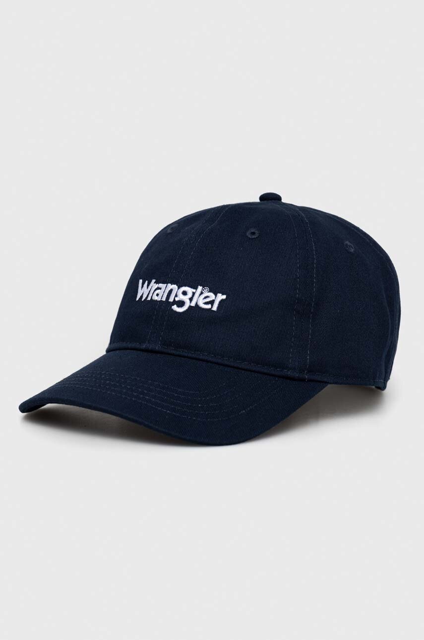 

Бавовняна бейсболка Wrangler колір синій з аплікацією