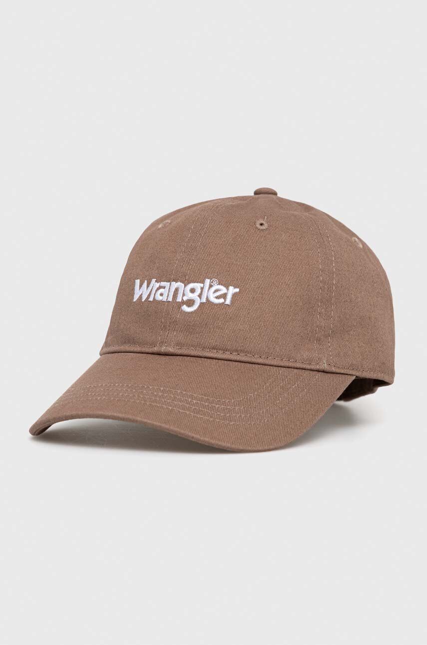 Wrangler șapcă de baseball din bumbac culoarea maro, cu imprimeu