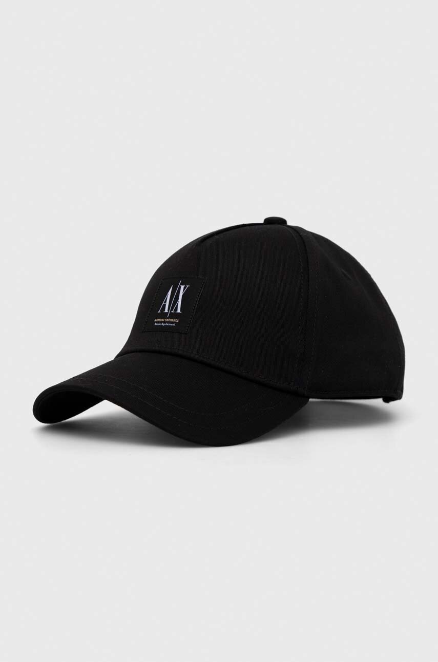 

Хлопковая кепка Armani Exchange цвет чёрный с аппликацией