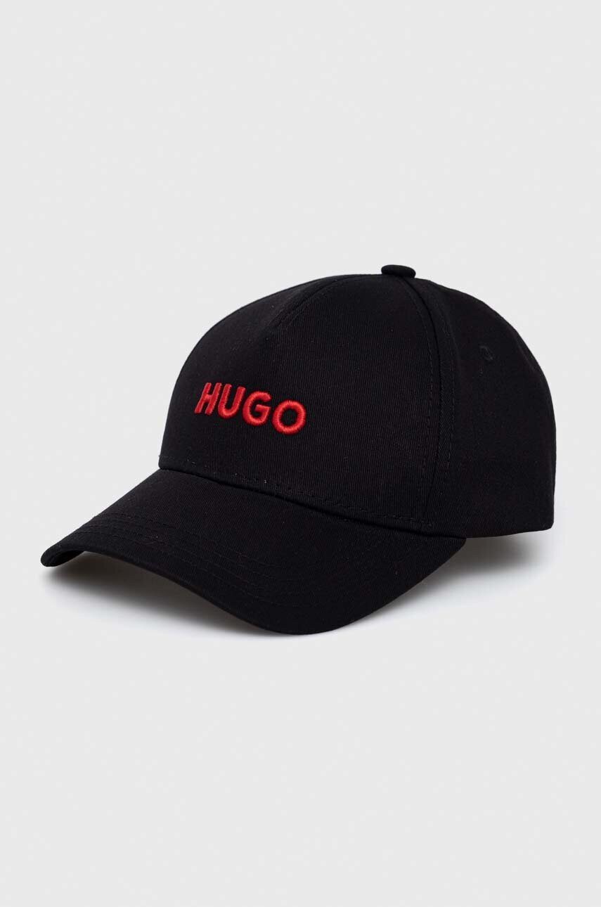 

Хлопковая кепка HUGO цвет чёрный с аппликацией