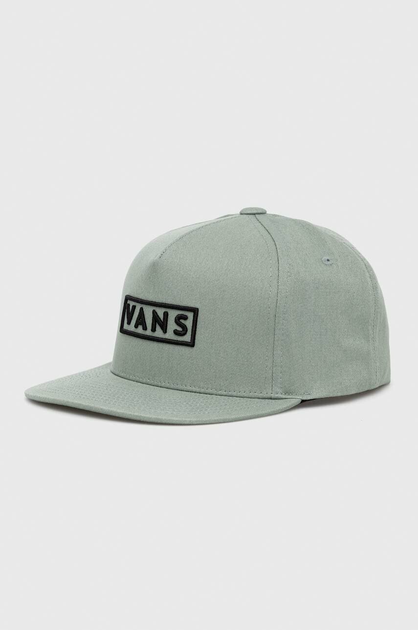 

Памучна шапка с козирка Vans в зелено с апликация, Зелен