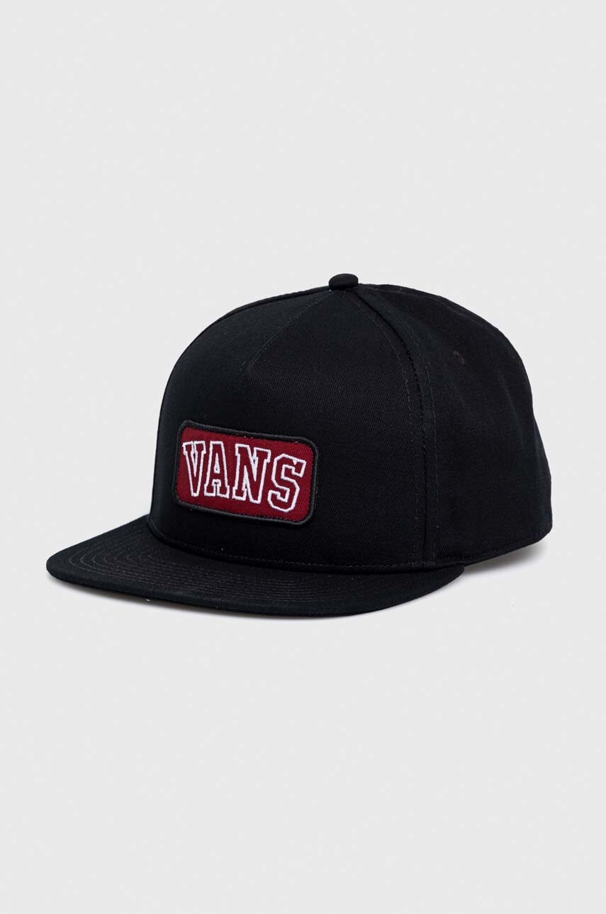 

Бавовняна бейсболка Vans колір чорний з аплікацією