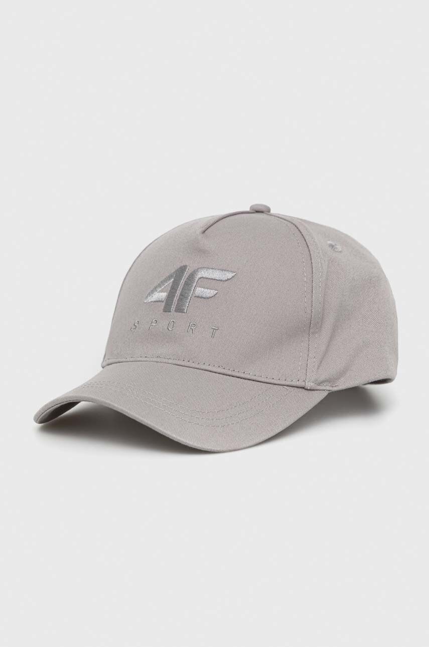 Levně Bavlněná baseballová čepice 4F šedá barva