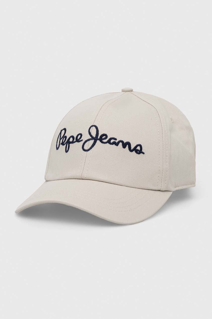 

Бавовняна бейсболка Pepe Jeans Wally колір бежевий з аплікацією