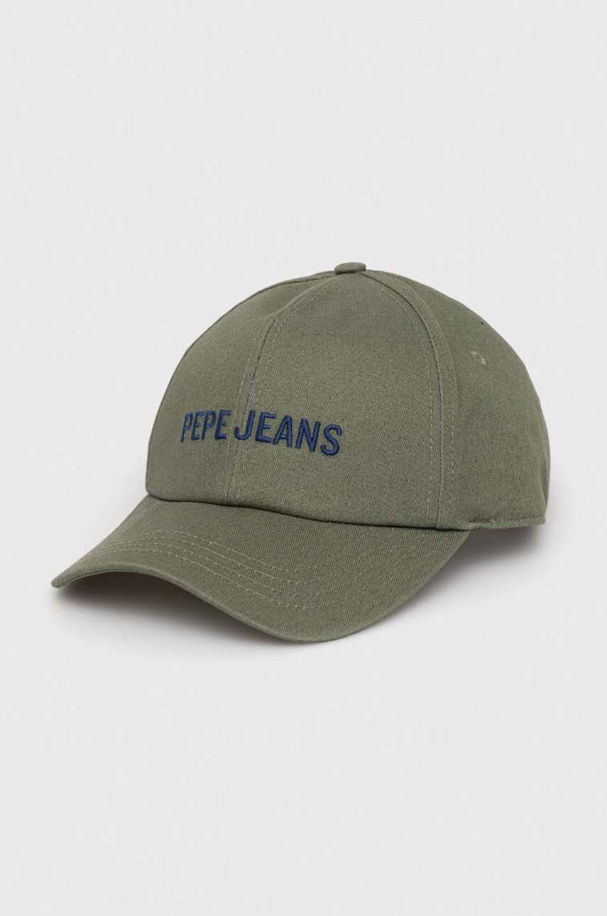 Pepe Jeans șapcă de baseball din bumbac culoarea verde, cu imprimeu