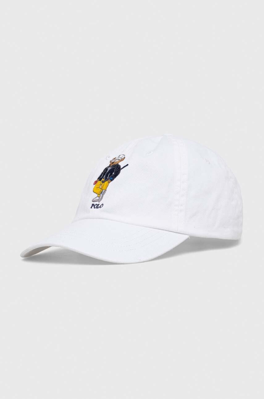 

Бавовняна бейсболка Polo Ralph Lauren колір білий з аплікацією
