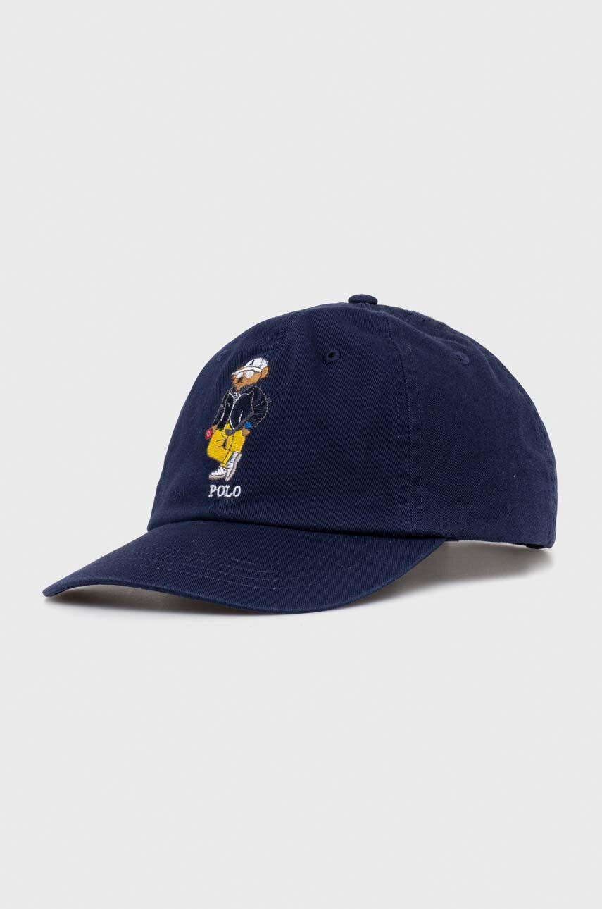 

Хлопковая кепка Polo Ralph Lauren цвет синий с аппликацией